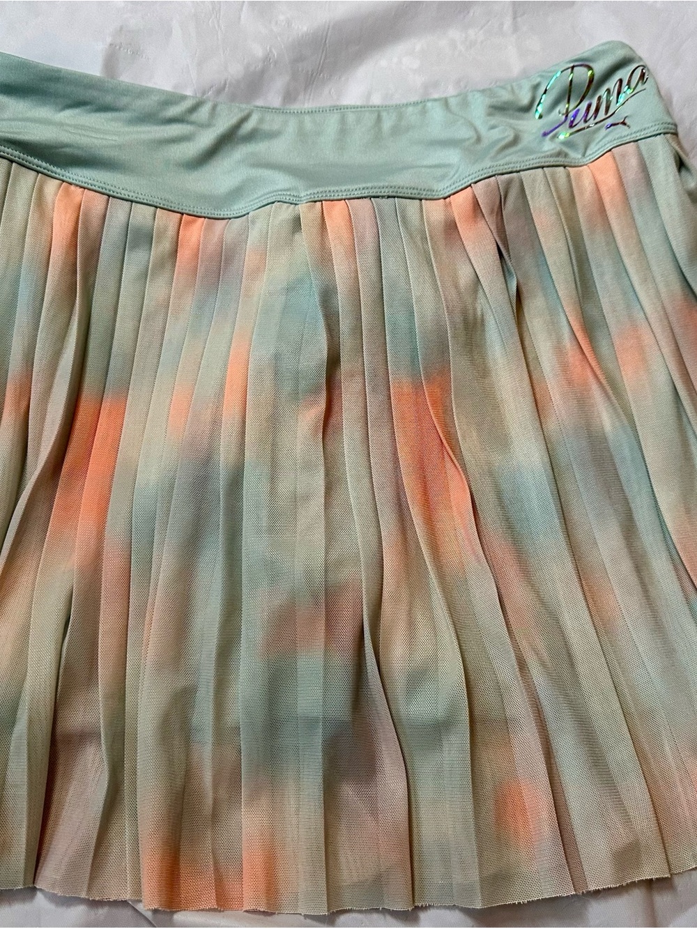 Puma Mint and Coral Pleated Tie-Dye Skort